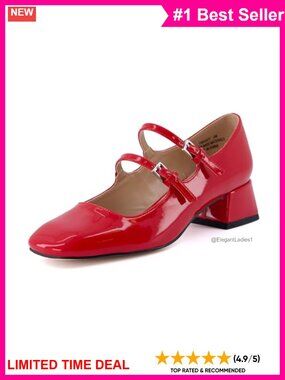 Mary Jane Dress Heels Closed Toe Block Heel Memory Foam Faux Leather